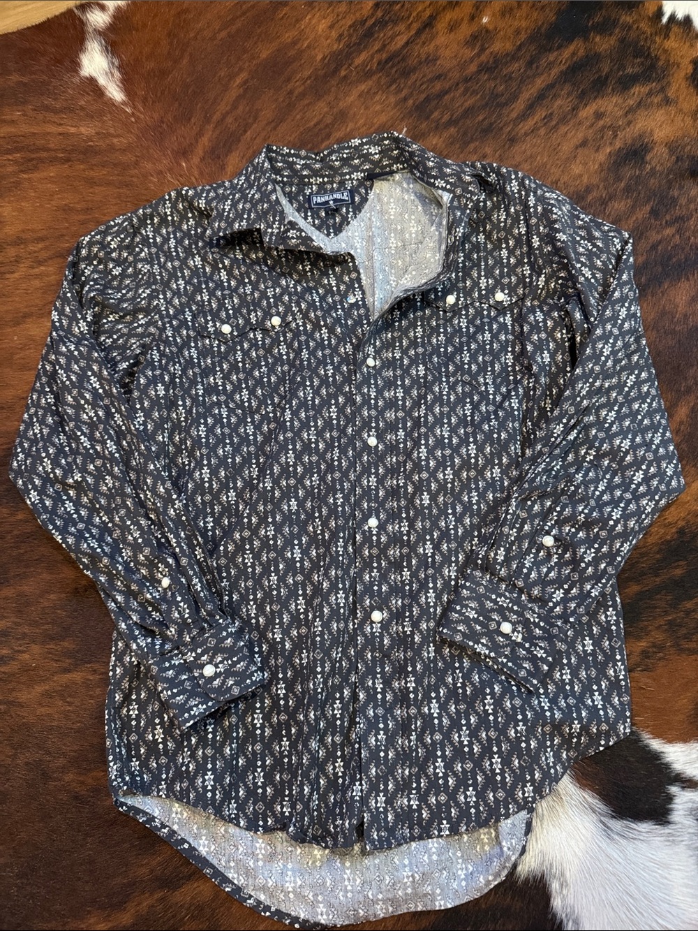 Panhandle Slim Men's Black Printed Western Button-Down Shirt